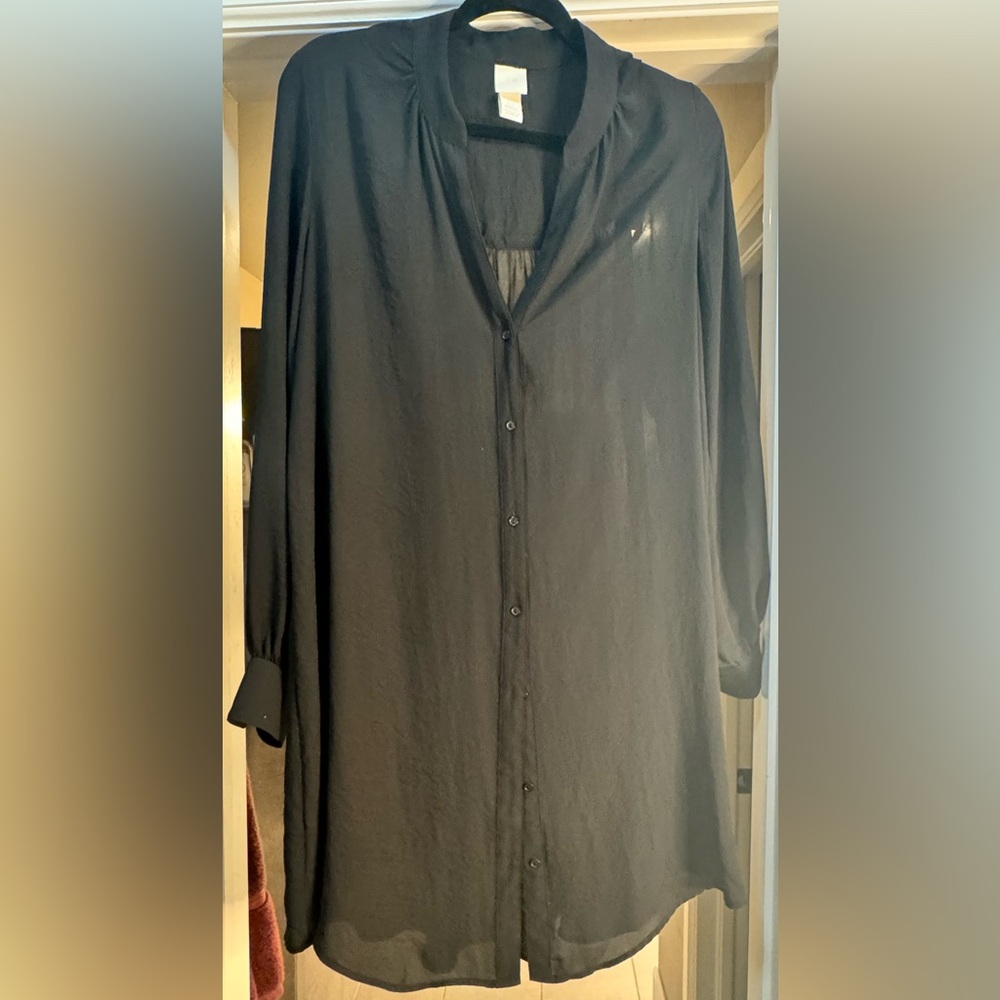 H&M Black Button Down Tunic Dress